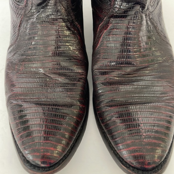 Dan Post Leather Western Boots Black Cherry Size 8D Teju Lizard - Picture 7 of 8